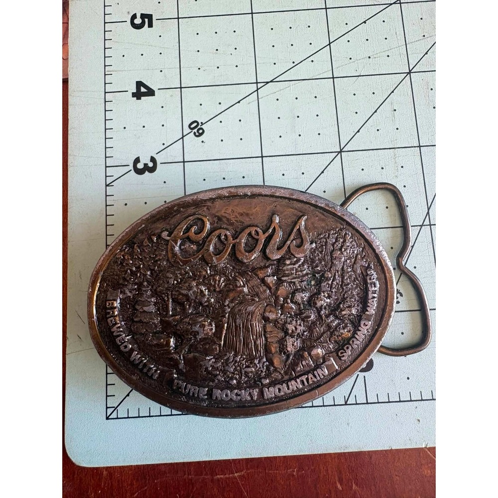 Vintage Coors Beer Belt Buckle Bottle Opener Rocky Mountain Spring Water USA